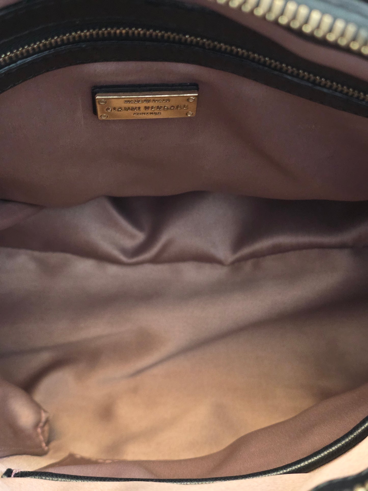 Gianni Versace Couture Black Patent Greek Key Boston Bag