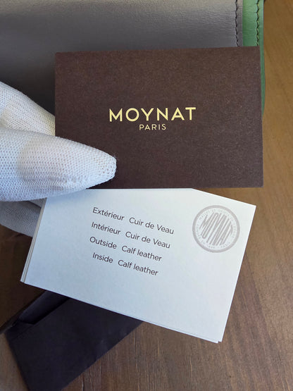 Moynat Réjane PM Top Handle Bag in Gris & Vert Calfskin