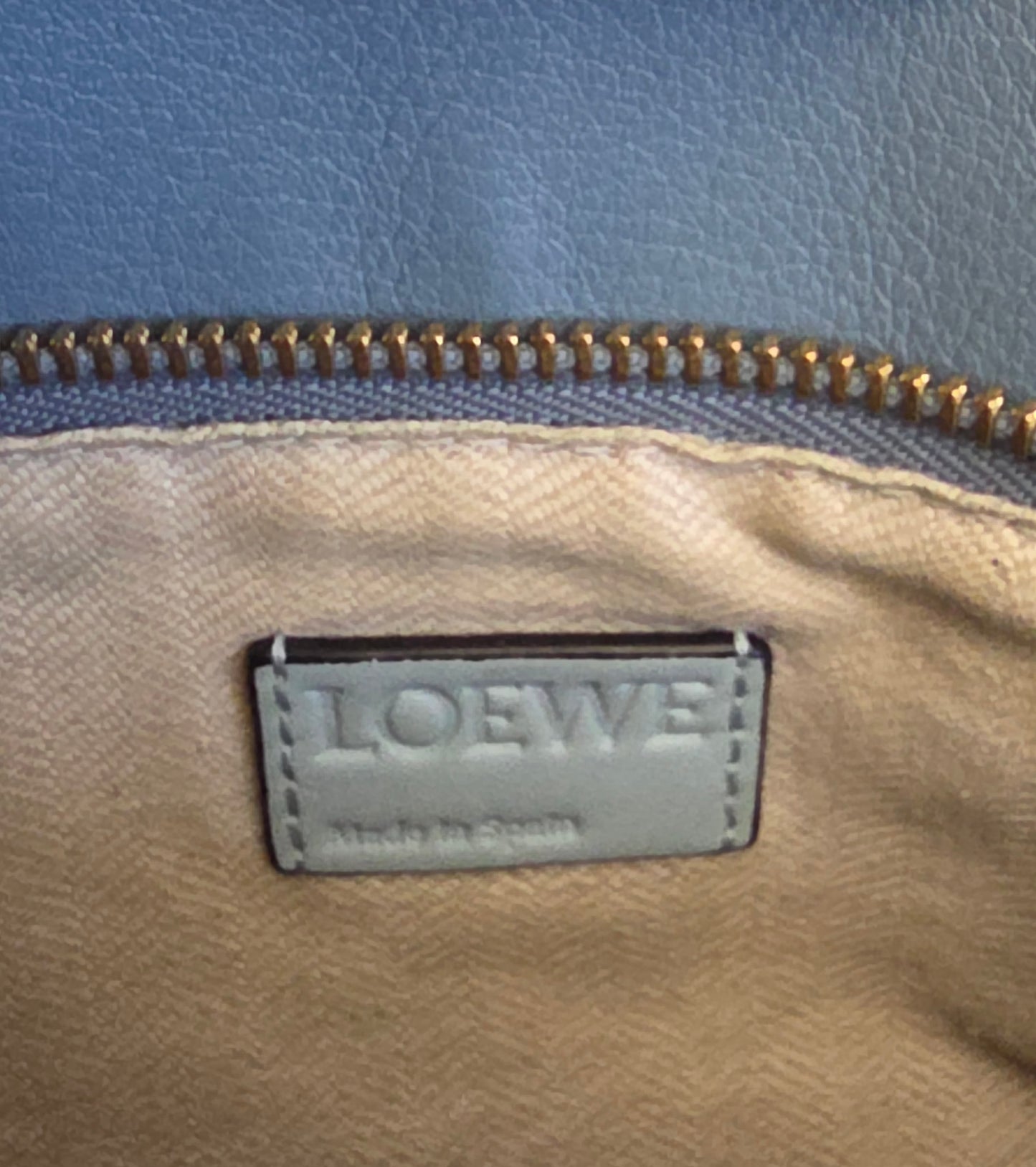 Loewe Small Puzzle Bag Powder Blue Leather Gold Hardware