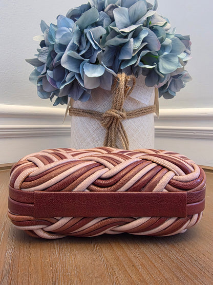 Bottega Veneta Intrecciato Leather Knot Clutch in Blush Multi-Tone