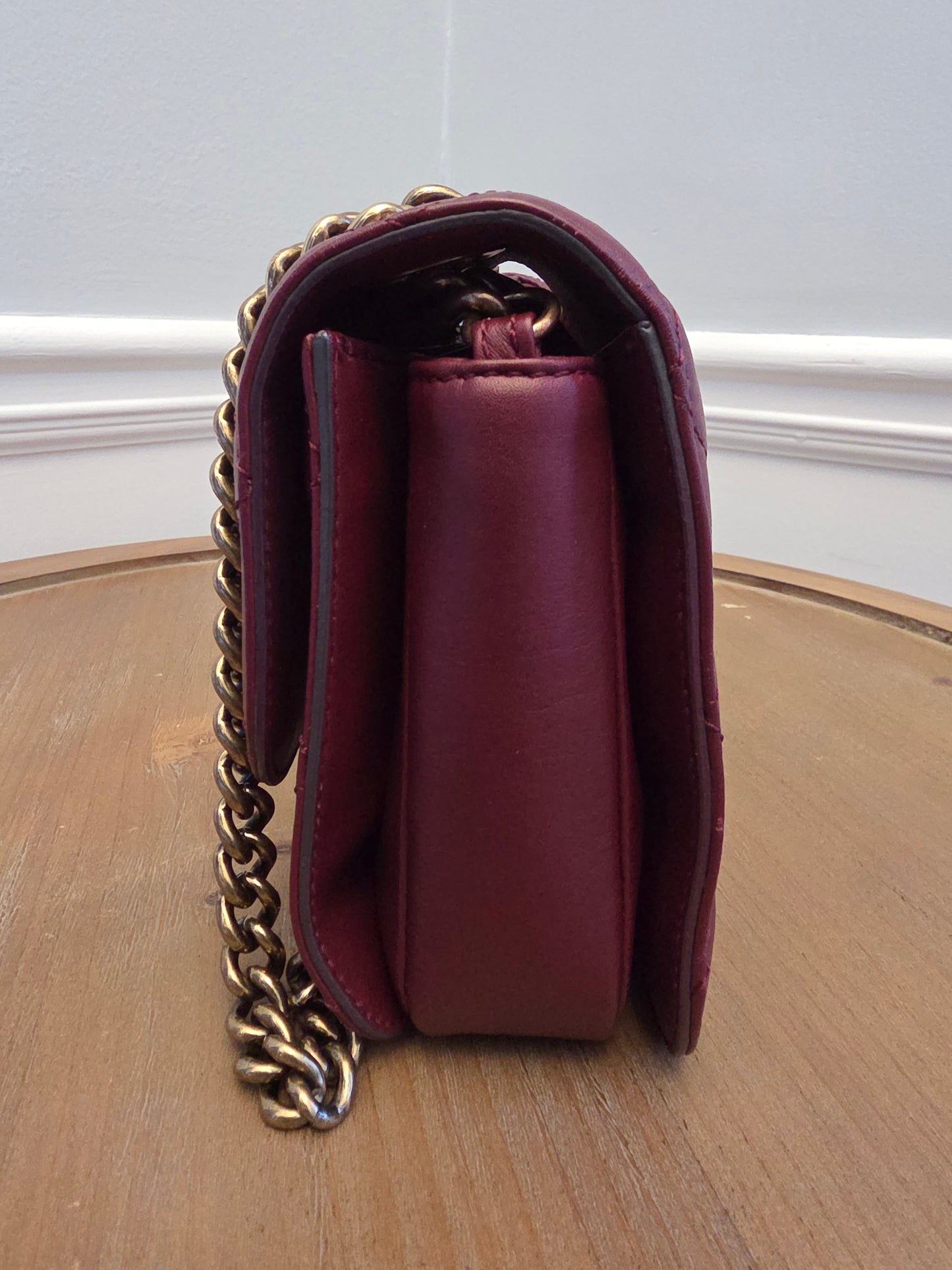 Chanel Burgundy Lambskin Quilted Flap Bag with Aged Gold Hardware