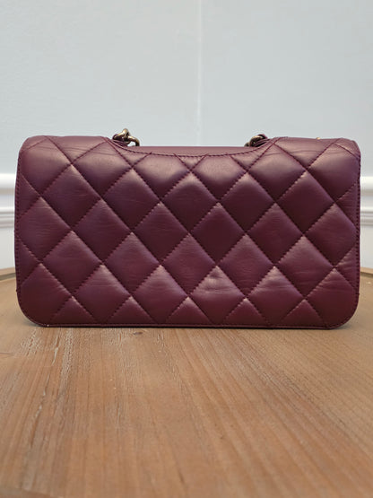 Chanel Burgundy Lambskin Quilted Flap Bag with Aged Gold Hardware