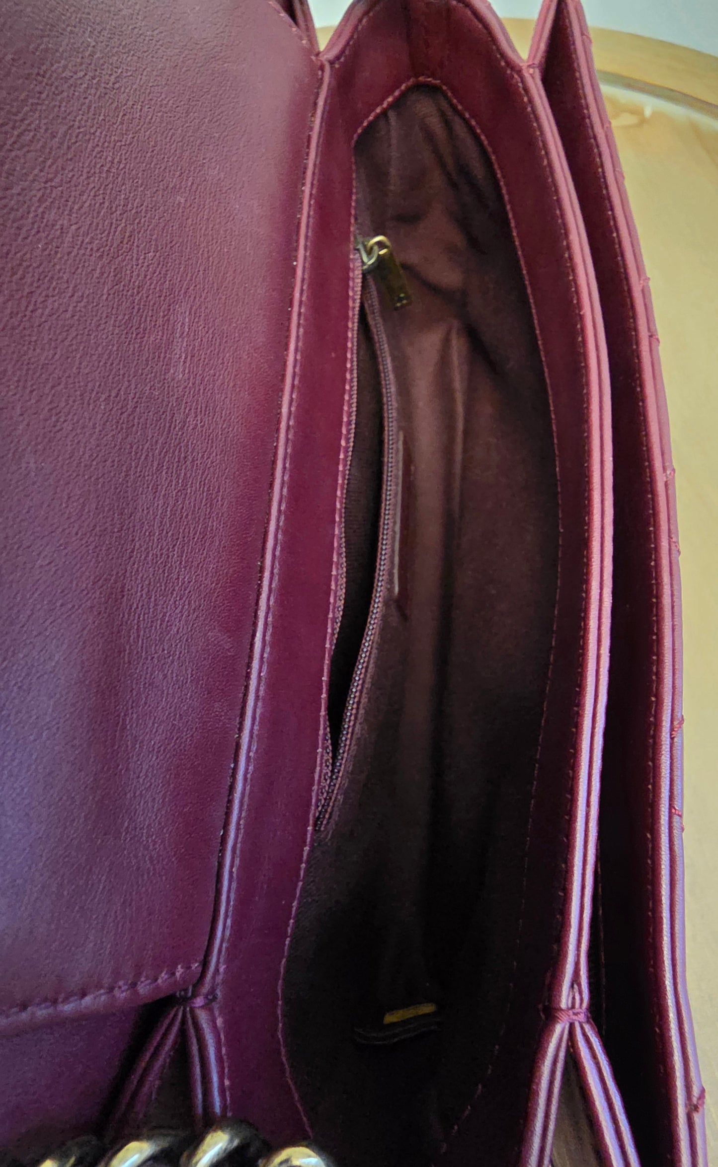 Chanel Burgundy Lambskin Quilted Flap Bag with Aged Gold Hardware