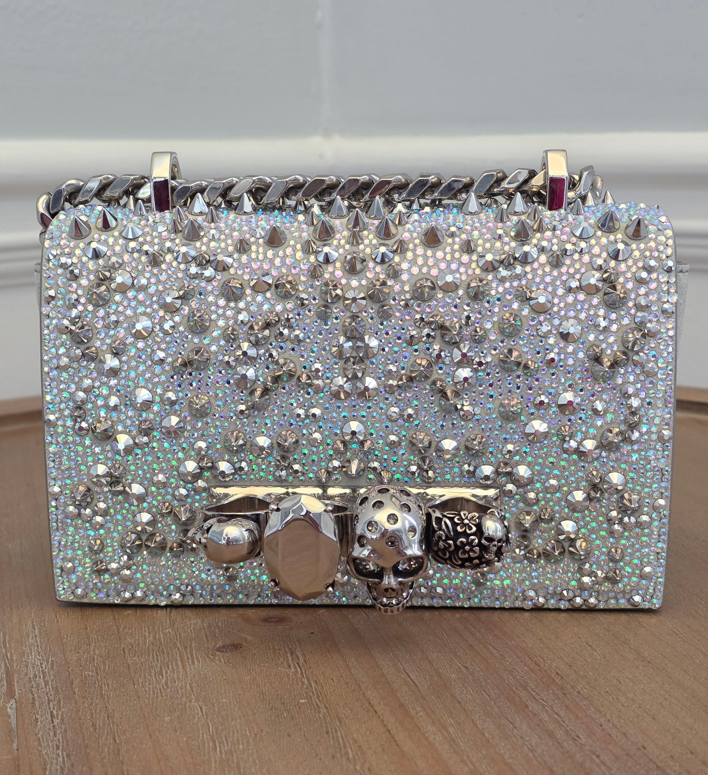 Alexander McQueen Crystal Studded Knuckle Box Clutch Bag