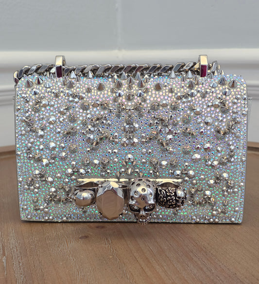 Alexander McQueen Crystal Studded Knuckle Box Clutch Bag