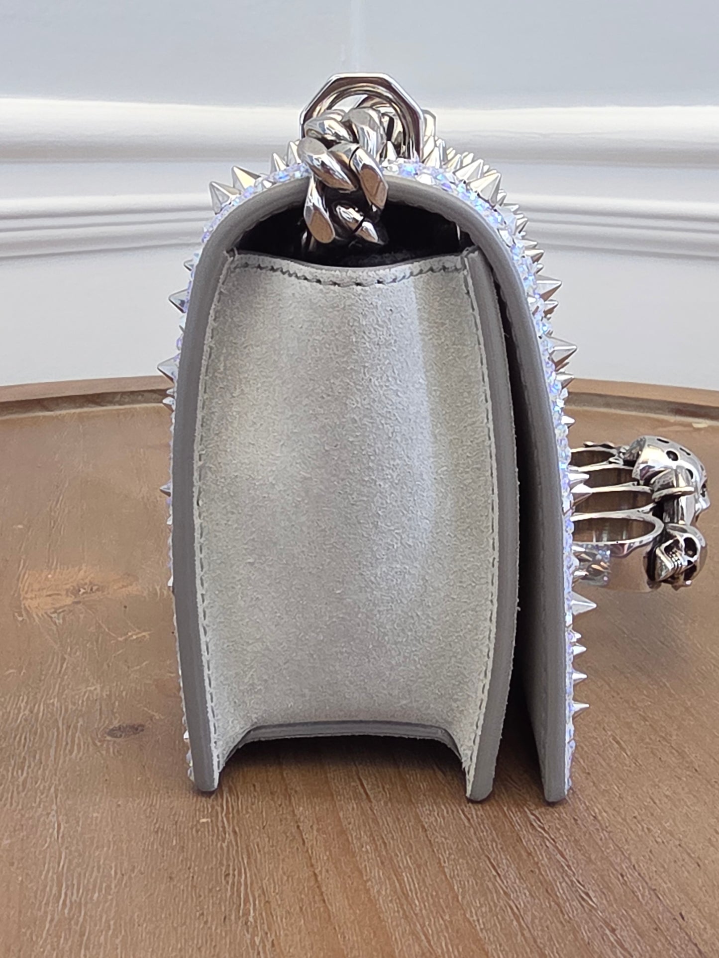 Alexander McQueen Crystal Studded Knuckle Box Clutch Bag