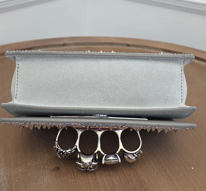 Alexander McQueen Crystal Studded Knuckle Box Clutch Bag
