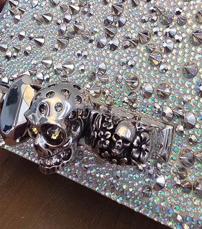 Alexander McQueen Crystal Studded Knuckle Box Clutch Bag