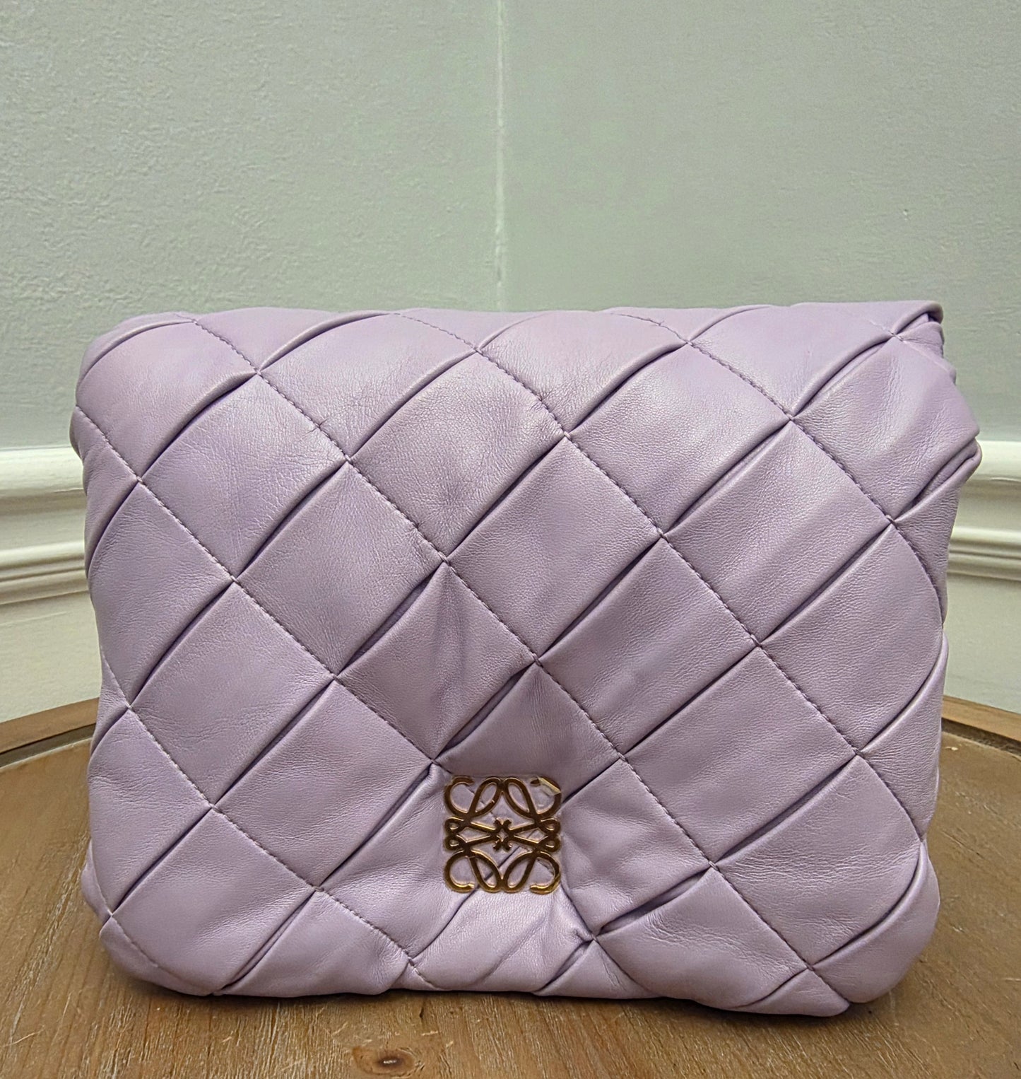 Loewe Lavender Puffy Goya Chain Bag in Nappa Lambskin with Gold Hardware