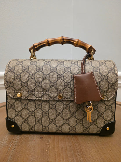 Gucci Bamboo Top Handle Bag GG Supreme Canvas | Tiny Rich Aunt Energy