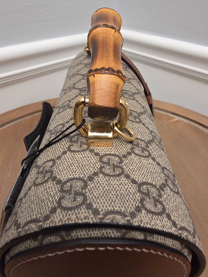 Gucci Bamboo Top Handle Bag GG Supreme Canvas | Tiny Rich Aunt Energy