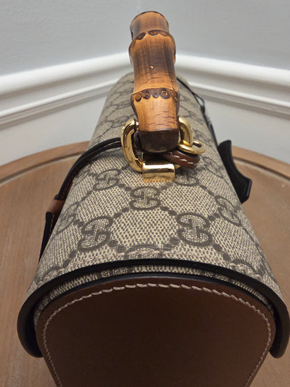 Gucci Bamboo Top Handle Bag GG Supreme Canvas | Tiny Rich Aunt Energy