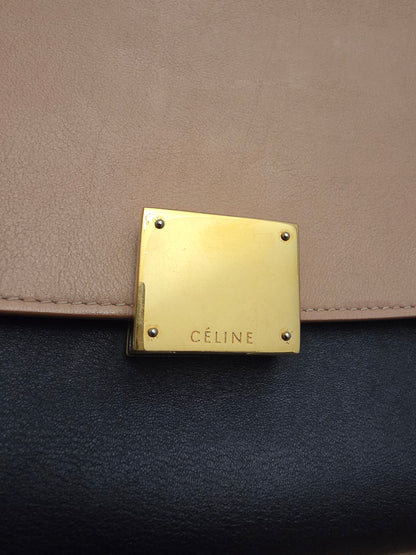 Céline Medium Trapeze Bag – Blush & Black Smooth Calfskin | Phoebe Philo Era