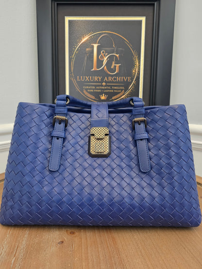 Bottega Veneta Blue Intrecciato Leather Tote