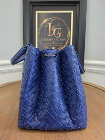 Bottega Veneta Blue Intrecciato Leather Tote
