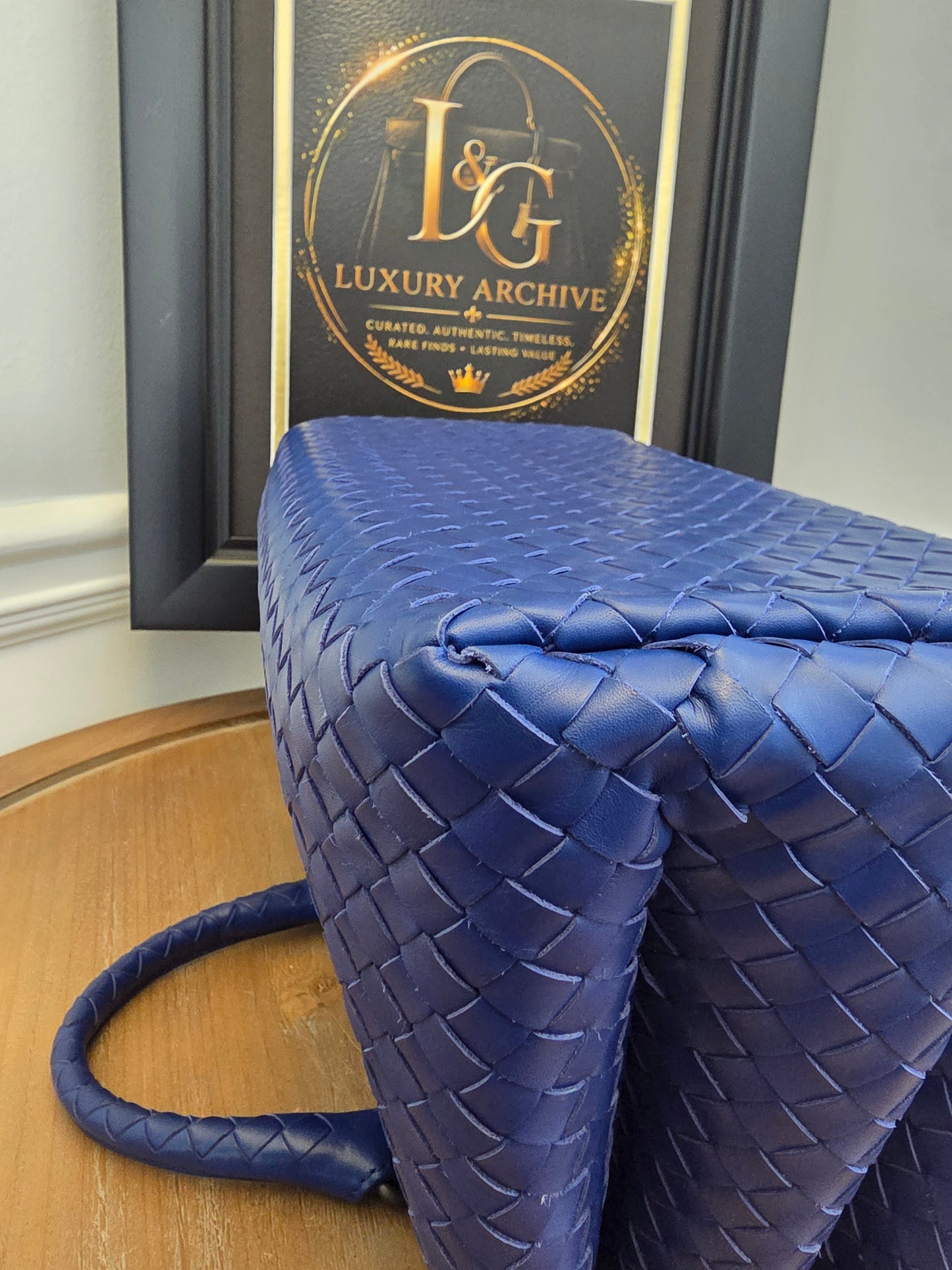 Bottega Veneta Blue Intrecciato Leather Tote