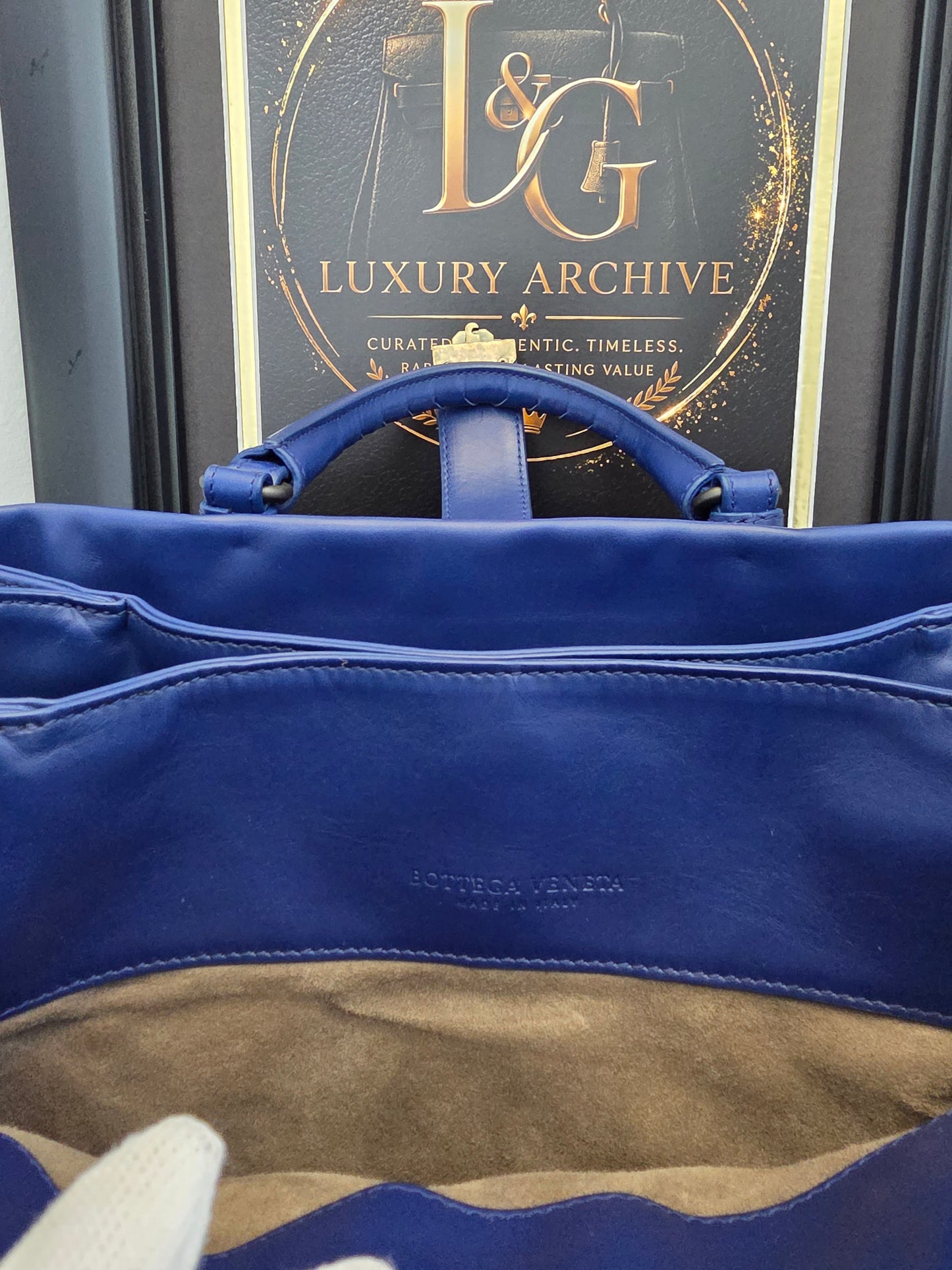 Bottega Veneta Blue Intrecciato Leather Tote