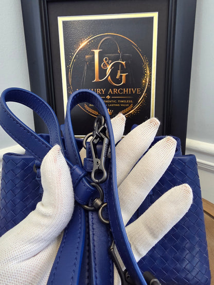 Bottega Veneta Blue Intrecciato Leather Tote
