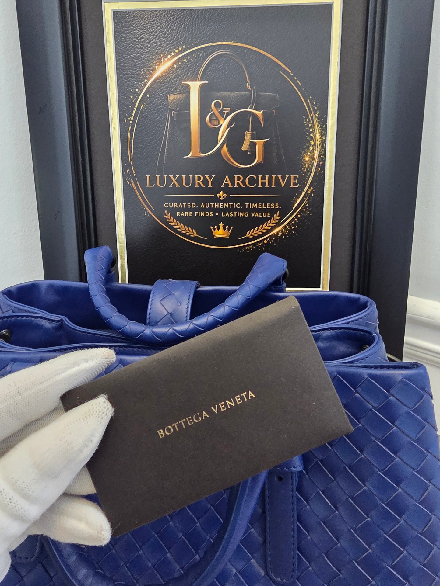 Bottega Veneta Blue Intrecciato Leather Tote