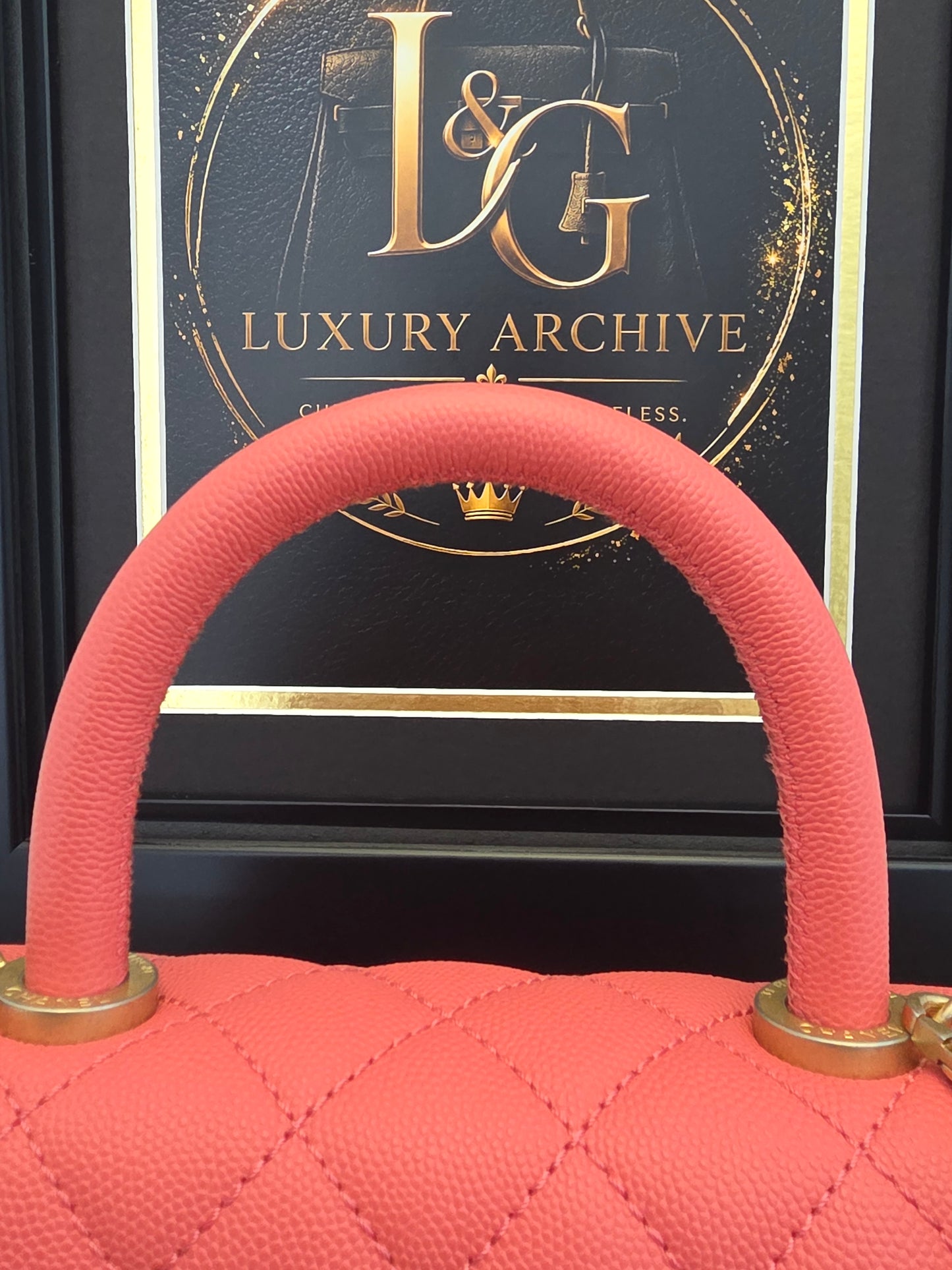 Chanel Small Coco Handle Bag | Peach Coral Caviar Leather | Aged Gold Hardware | Rare Color