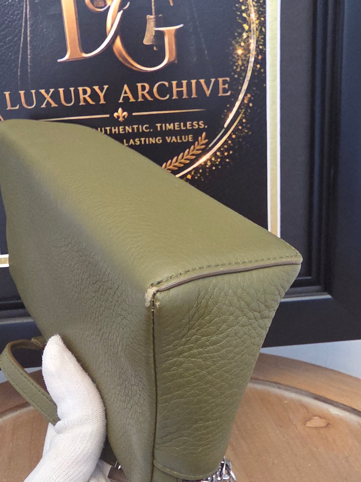 Loro Piana Olive Grained Leather Mini Vanity Crossbody Bag