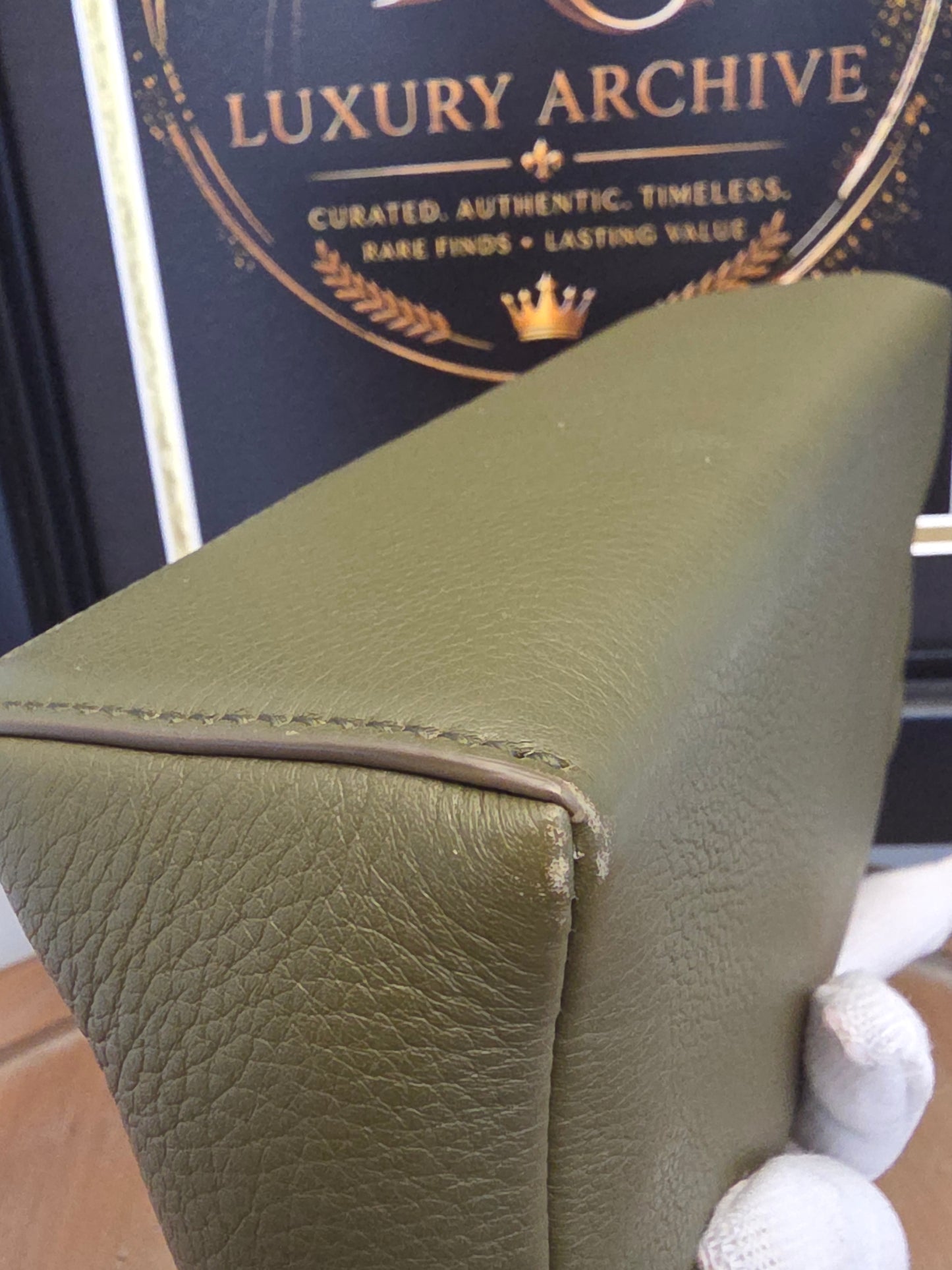 Loro Piana Olive Grained Leather Mini Vanity Crossbody Bag