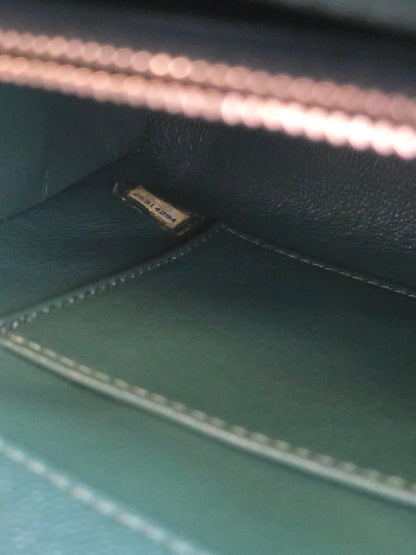 Chanel Chevron Top Handle Flap Bag in Emerald Caviar Leather | Ruthenium Hardware