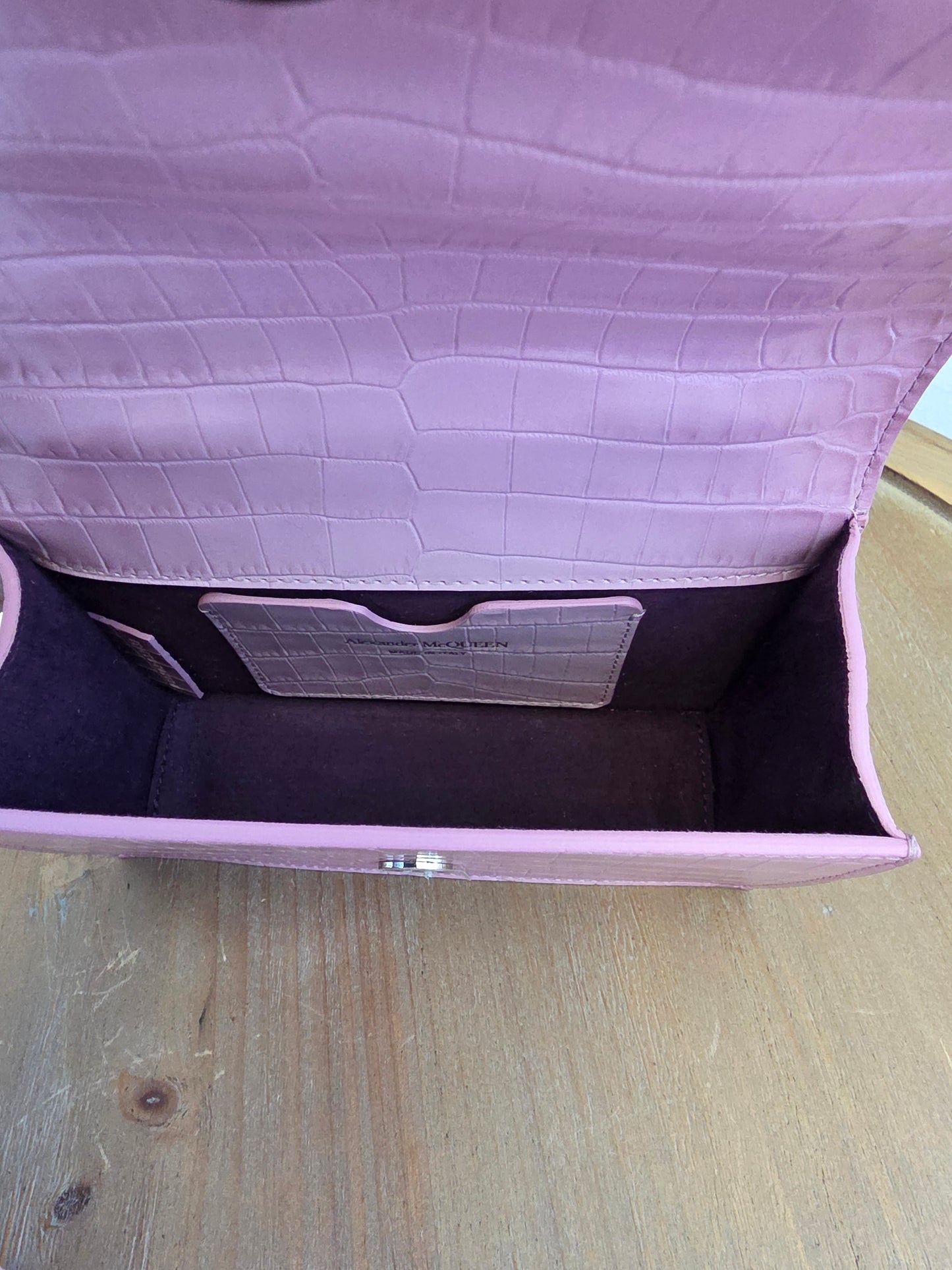 Alexander McQueen Pink Croc Embossed Knuckle Box Bag | Barbie Meets Bad Decisions