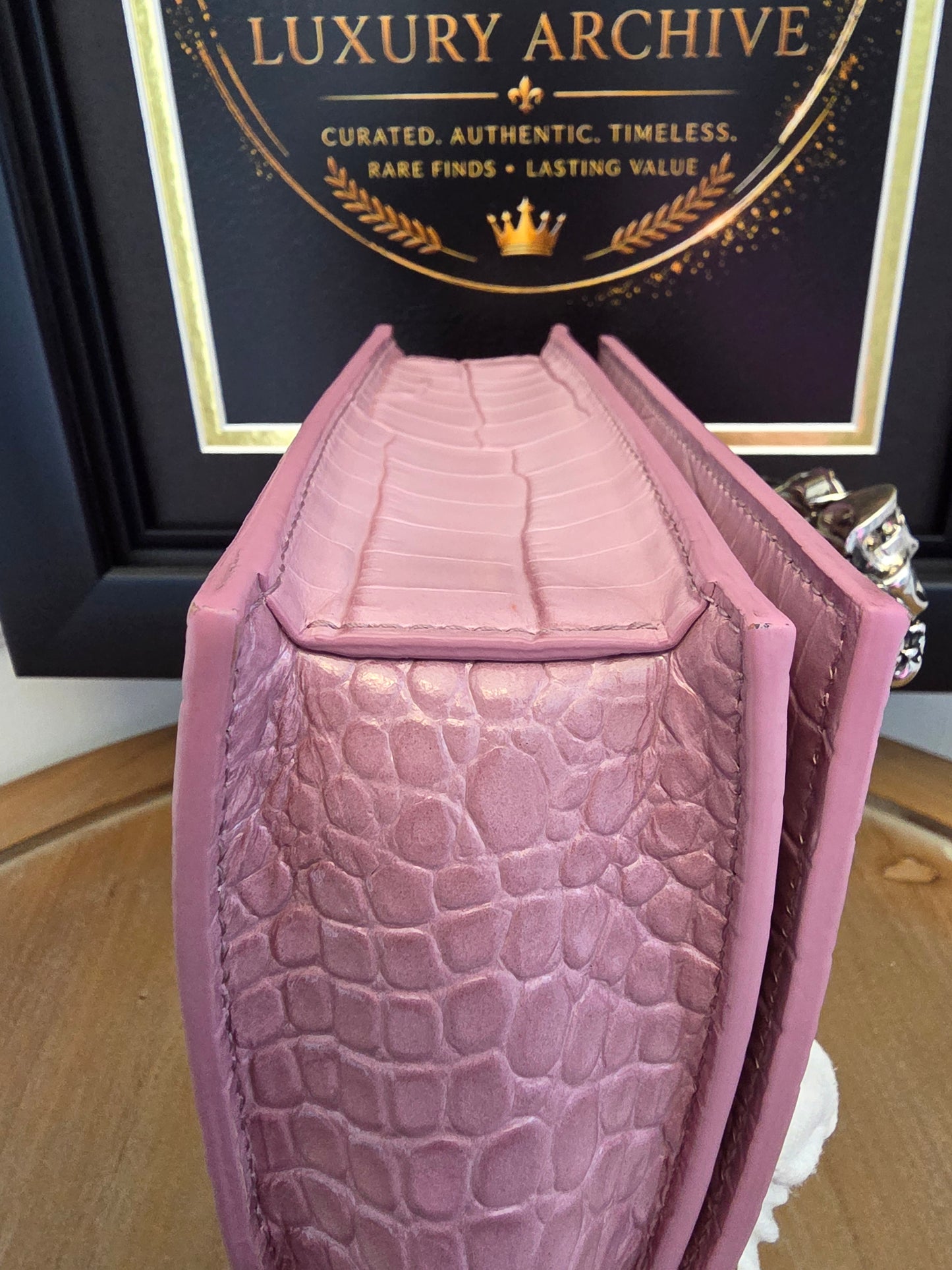 Alexander McQueen Pink Croc Embossed Knuckle Box Bag | Barbie Meets Bad Decisions