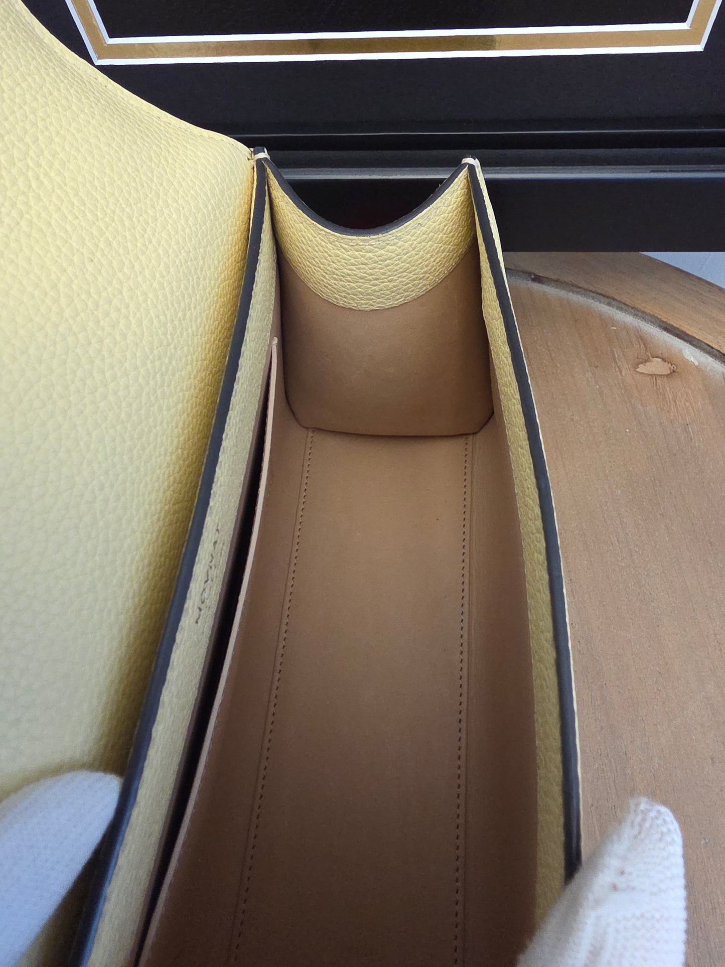 Moynat Réjane PM Greige Togo Leather Top Handle Bag