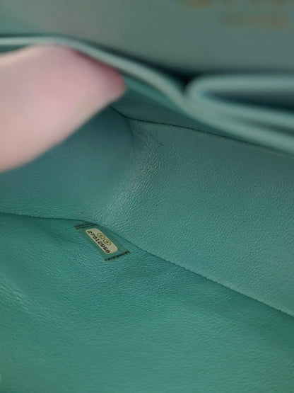 Chanel Classic Flap Medium  Turquoise / Tiffany Blue Lambskin with Brushed Gold Hardware Serial: 27-series | Made in France