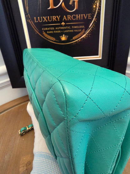 Chanel Classic Flap Medium  Turquoise / Tiffany Blue Lambskin with Brushed Gold Hardware Serial: 27-series | Made in France