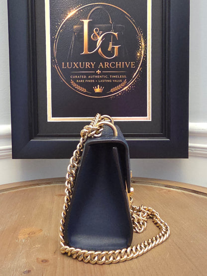 Gucci Padlock GG Signature Leather Chain Shoulder Bag – Navy & Gold 💎