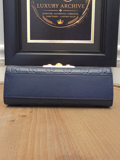 Gucci Padlock GG Signature Leather Chain Shoulder Bag – Navy & Gold 💎