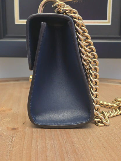 Gucci Padlock GG Signature Leather Chain Shoulder Bag – Navy & Gold 💎