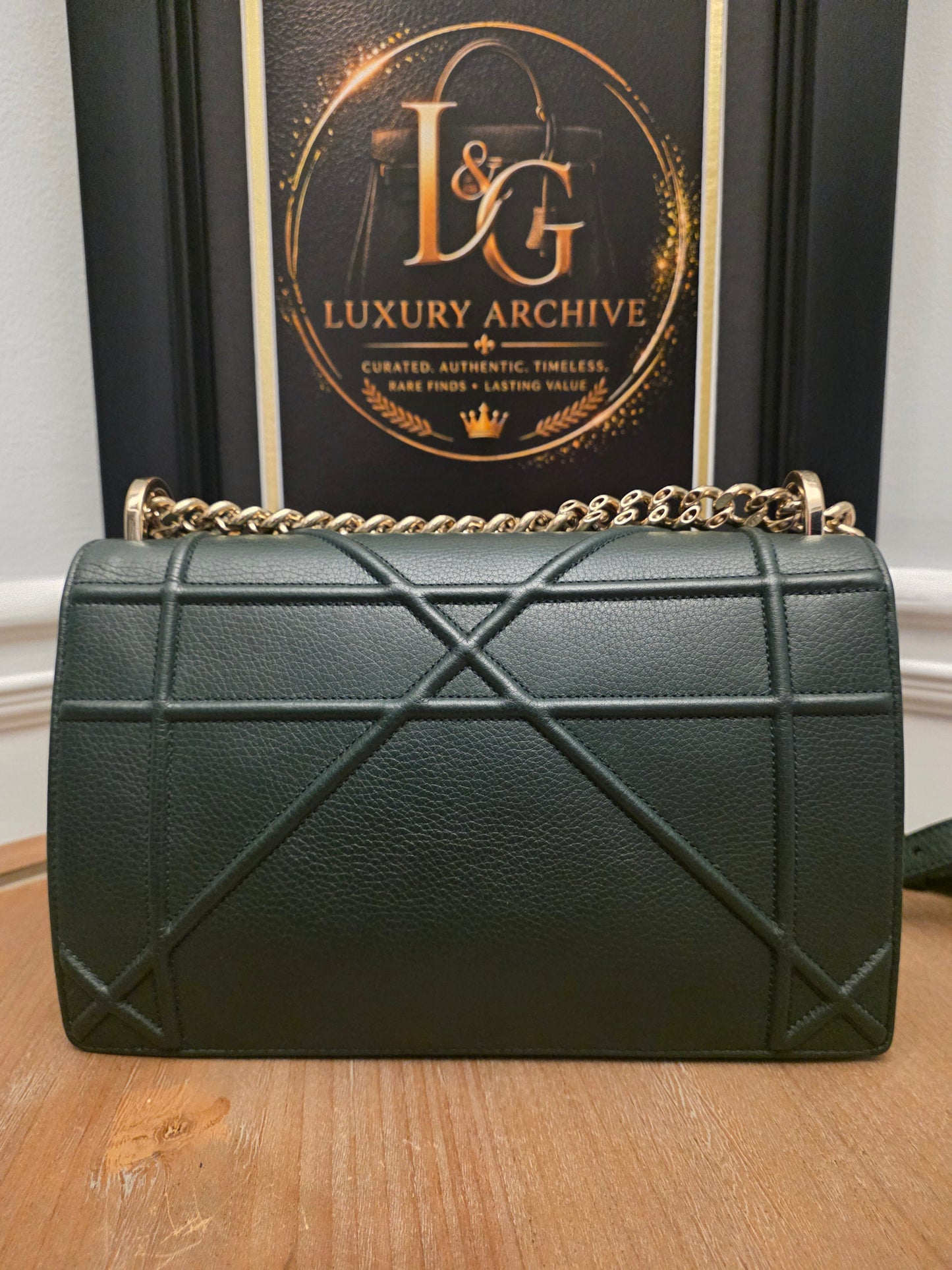 Christian Dior Diorama Flap Bag – Forest Green & Gold Hardware ✨