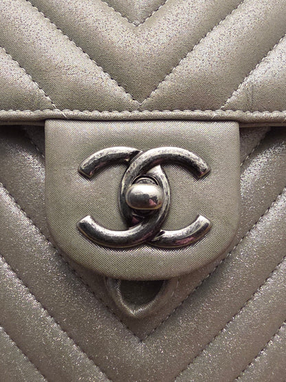 Chanel Chevron Backpack — Metallic Champagne / Pearlized Calfskin