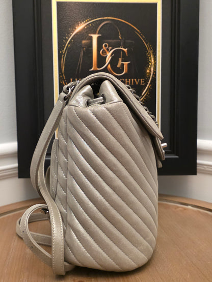 Chanel Chevron Backpack — Metallic Champagne / Pearlized Calfskin