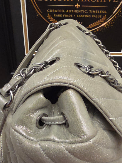 Chanel Chevron Backpack — Metallic Champagne / Pearlized Calfskin