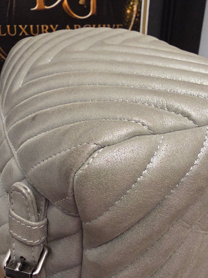 Chanel Chevron Backpack — Metallic Champagne / Pearlized Calfskin