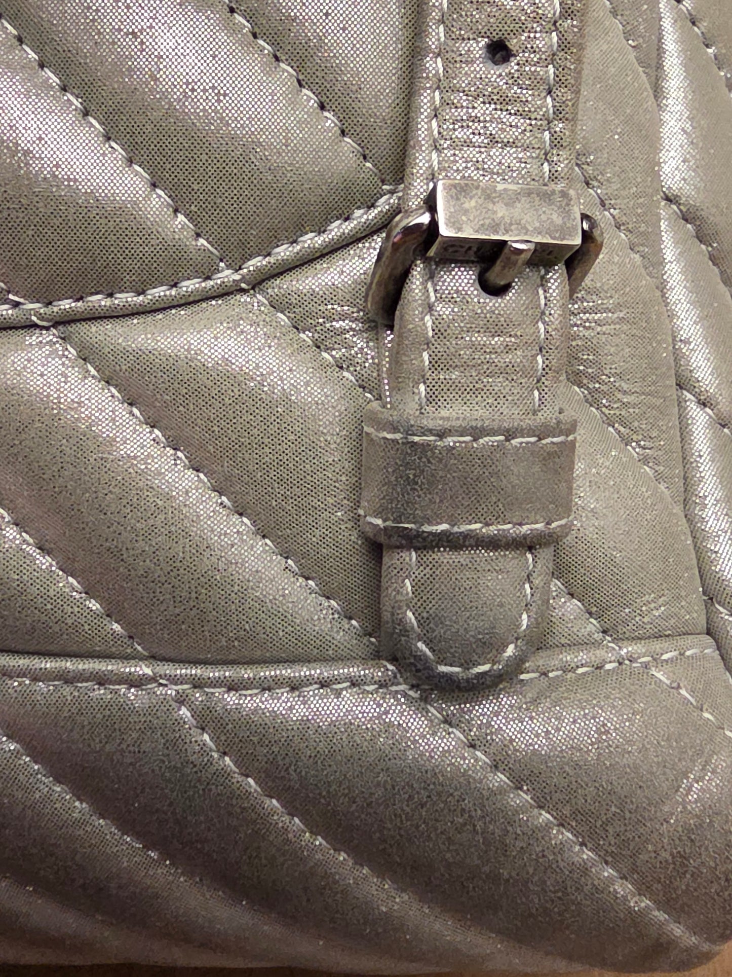 Chanel Chevron Backpack — Metallic Champagne / Pearlized Calfskin