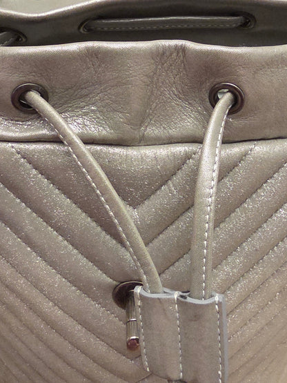 Chanel Chevron Backpack — Metallic Champagne / Pearlized Calfskin