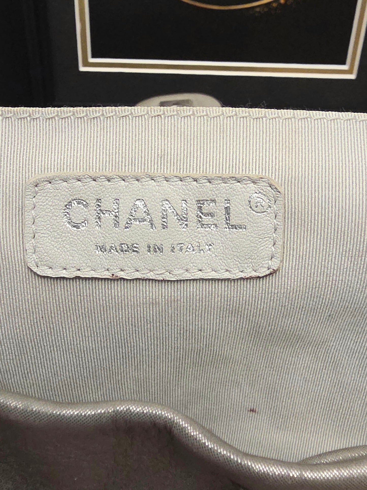 Chanel Chevron Backpack — Metallic Champagne / Pearlized Calfskin