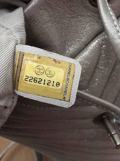 Chanel Chevron Backpack — Metallic Champagne / Pearlized Calfskin