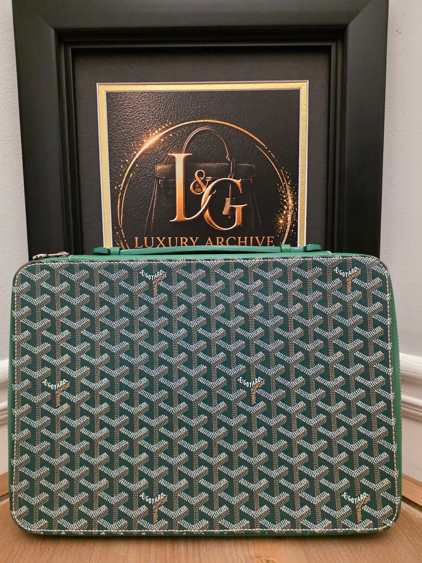 GOYARD GREEN LAPTOP / COMPUTER CASE