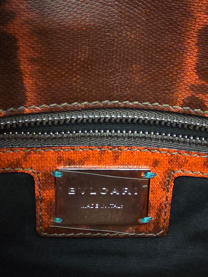 BVLGARI SERPENTI CHAIN SHOULDER BAGBurnt Orange Exotic Print Leather with Enamel Snake Head Closure