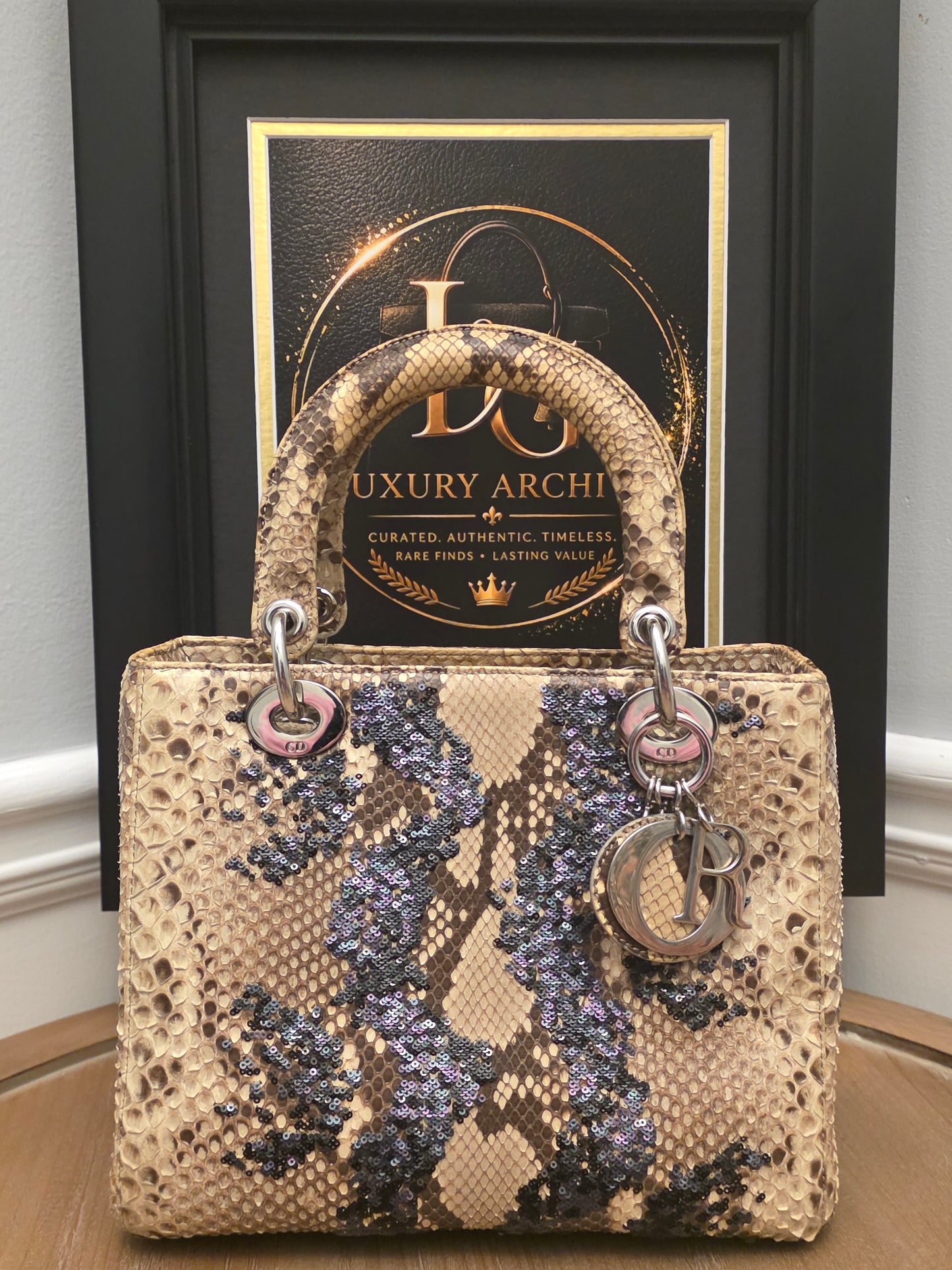 Christian Dior Limited Edition Python Sequin Lady Dior