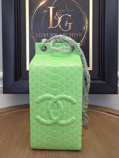 Chanel Lime Green Python Vanity Bag