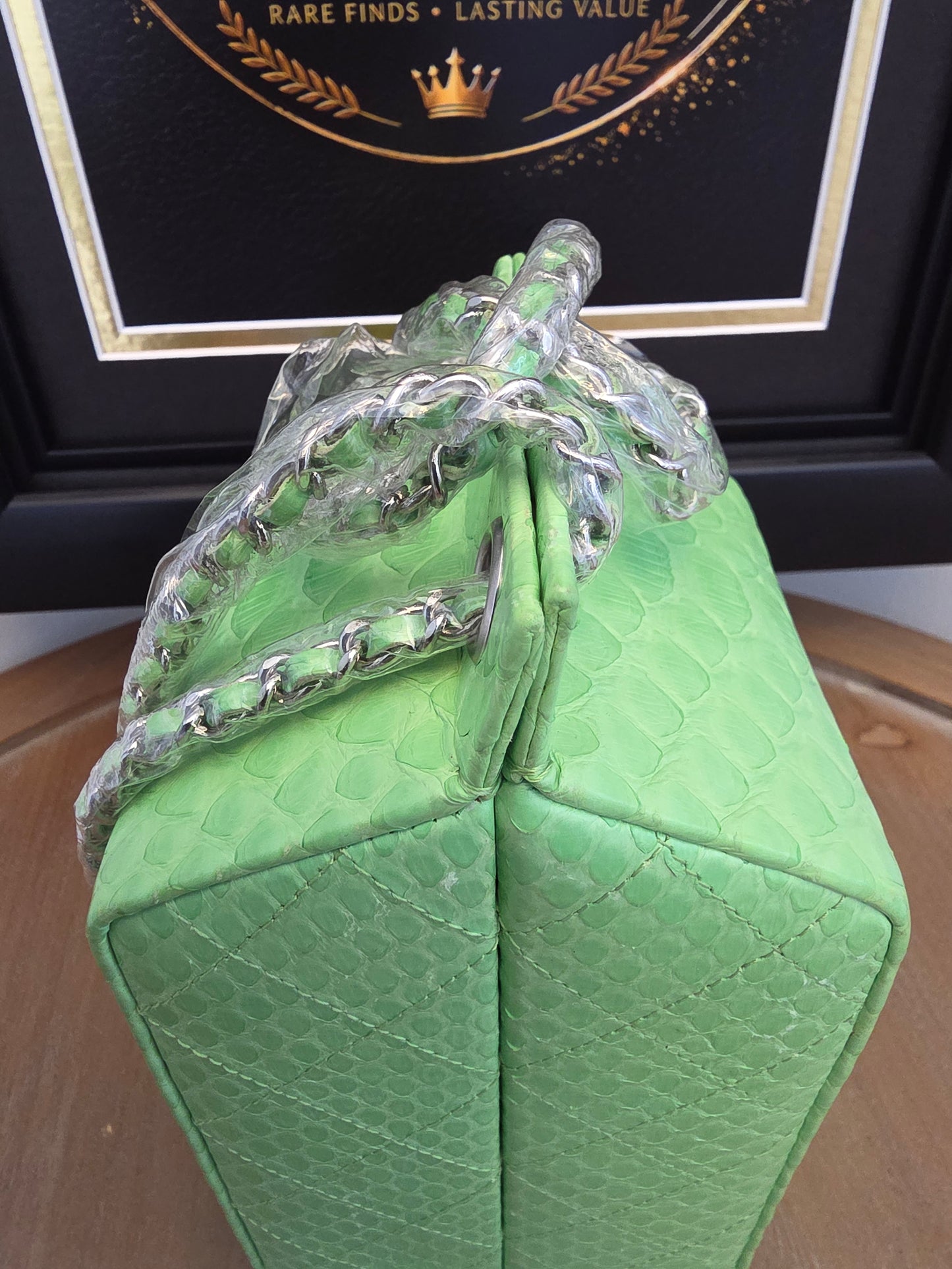 Chanel Lime Green Python Vanity Bag