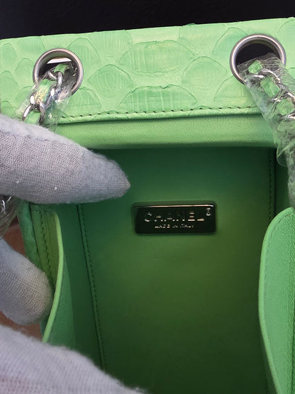 Chanel Lime Green Python Vanity Bag